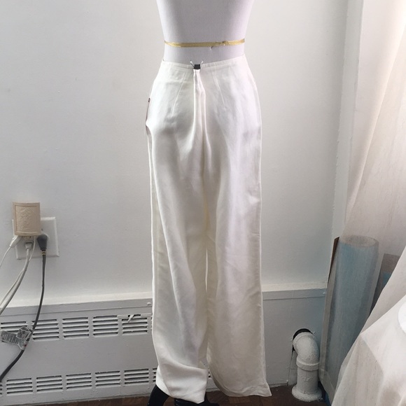 Enough about me white linen viscose wide pants S - Picture 8 of 8